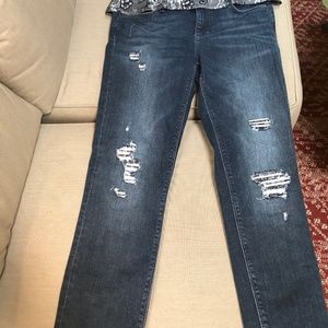 White House Black Market Black Sequin Patch Jeans